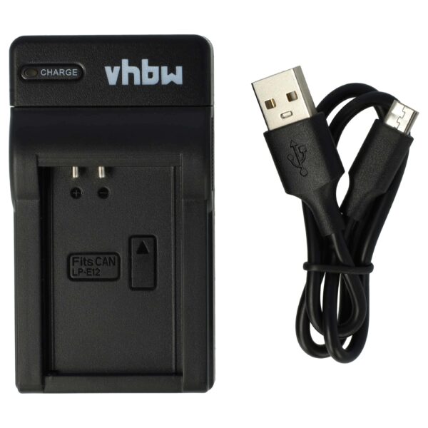 Carregador de Bateria Micro-USB com Cabo para Câmara Canon LC-E12 vhbw 0.5A