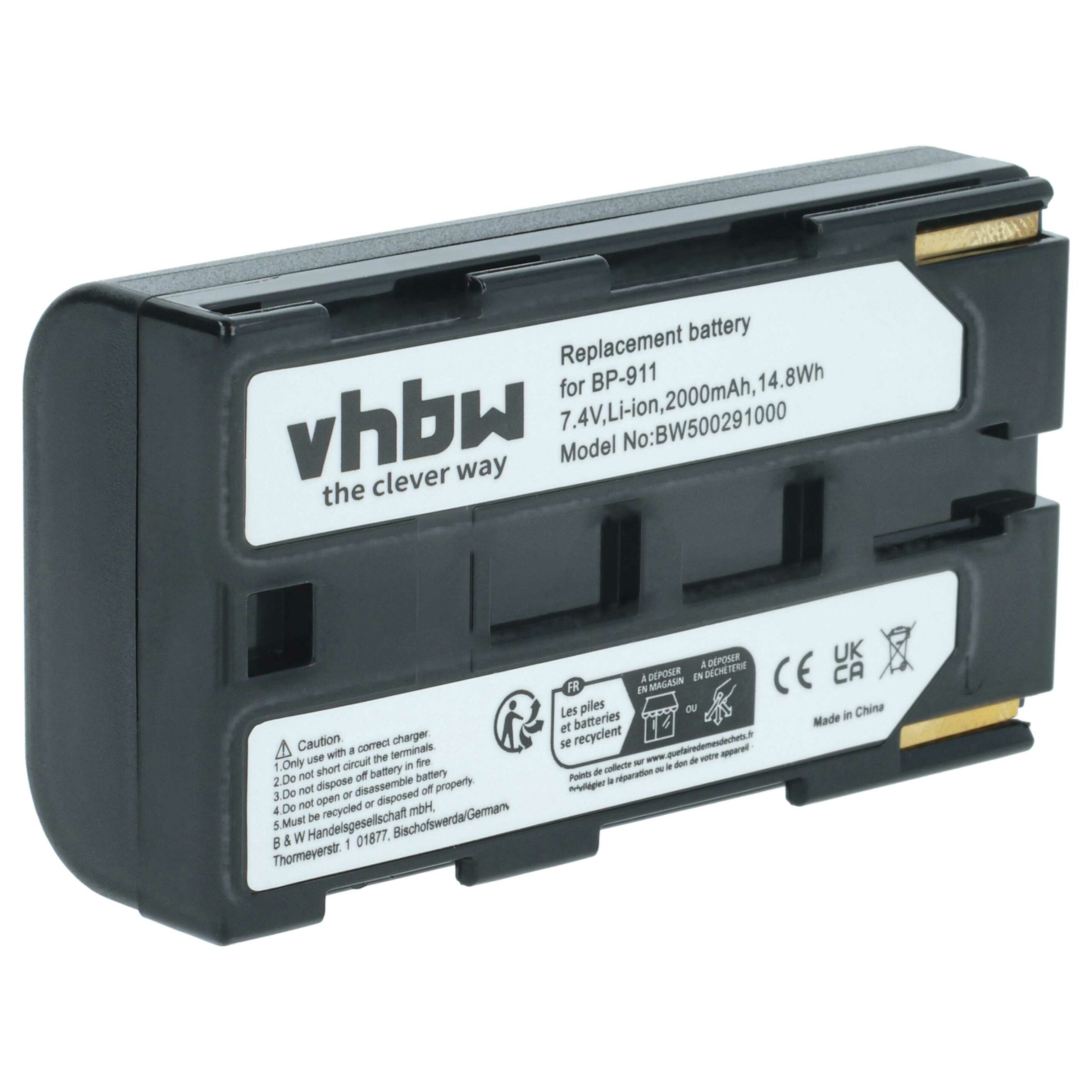 Bateria vhbw para Câmara de Vídeo Canon BP-927, BP-930, BP-915, BP-924, BP-911, BP-914 - 1300 mAh 7.2 V Li-Ion