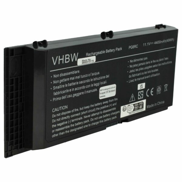 Bateria para Notebook Dell vhbw - 4400 mAh 11.1 V Li-Ion (0JHYP2, 0FVWT4, 0R7PND, 0PG6RC, 0TN1K5, 0RY6WH)
