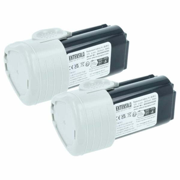 2x Bateria para Black & Decker BL1310, BL1110, BL1510, LB12 - 2500 mAh, 12 V, Li-Ion EXTENSILO