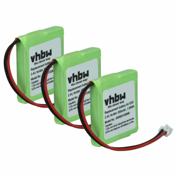 3x Bateria vhbw compatível Siemens S30852-D1751-X1 para telefone Swisscom - 650 mAh 2.4 V NiMH