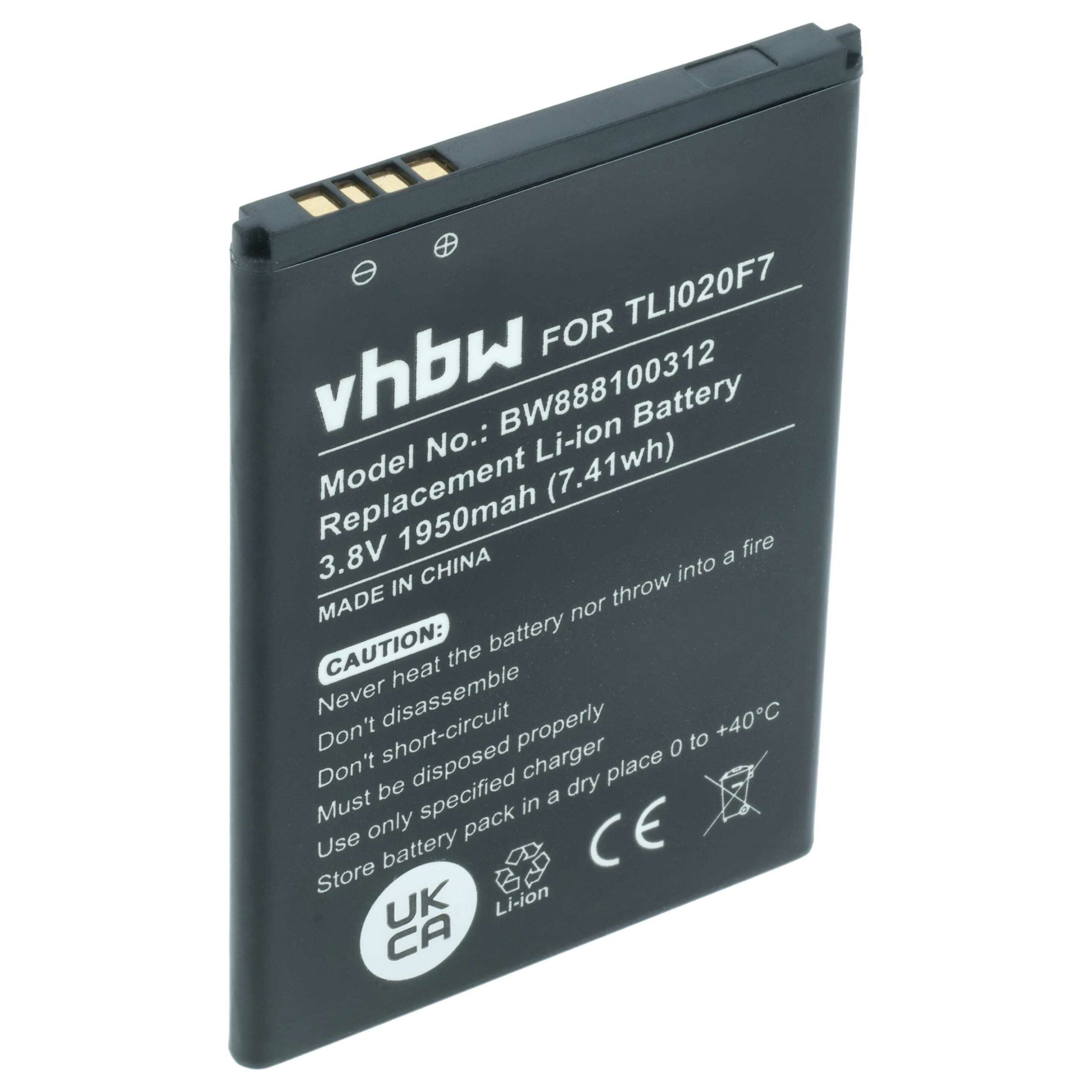 Bateria de Telemóvel vhbw substitui Alcatel TLI020F7 - 1950 mAh 3.8 V Li-Ion - Image 2