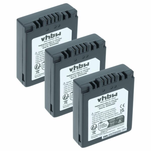 Bateria vhbw compatível com Panasonic CGA-S002A/1B, CGA-S002E, CGA-S002, CGA-S002A, CGA-S001HH - 550mAh, 7.2V, Li-Ion (pack 3x)