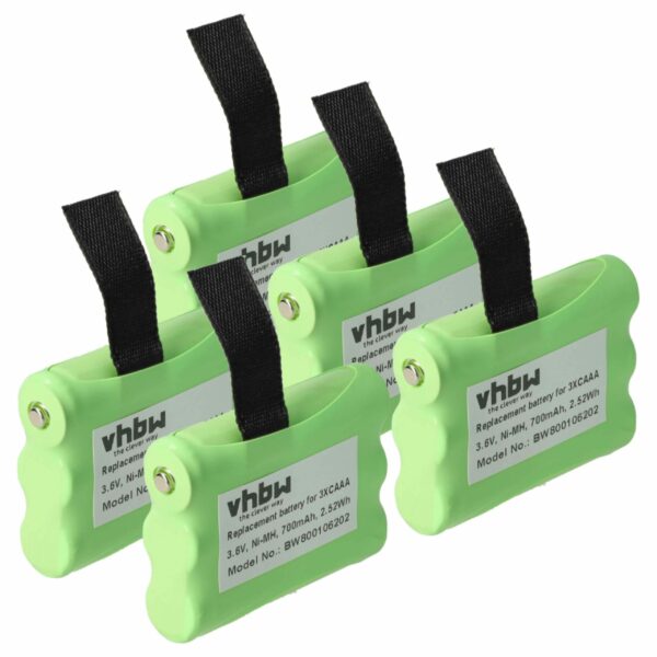 Bateria vhbw 3x AAA 700 mAh 3.6 V NiMH para Motorola CB Radio (substitui 53617, 3XCAAA, KEBT-086-B) - Pack com 5 unidades