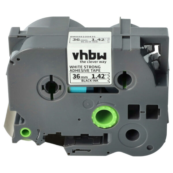 Fita de Etiquetas compatível com Brother TZE-S261 - 36 mm Preto em Branco, Extra Resistente