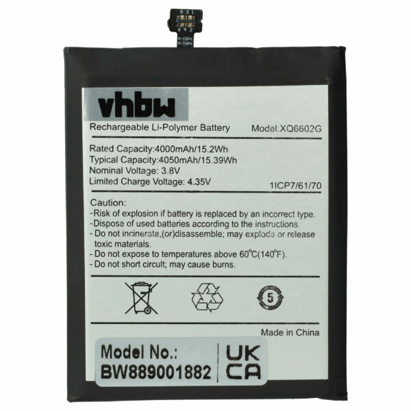 Bateria vhbw para Caterpillar XQ6602G - 4000 mAh 3.8 V Li-Polímero