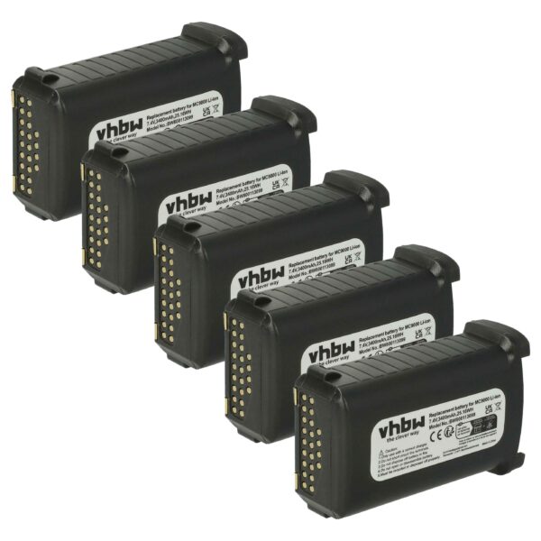 Bateria vhbw 5x para Symbol - 3400mAh, 7.4V (substitui 21-65587-02, 21-61261-01, 21-65587-01)