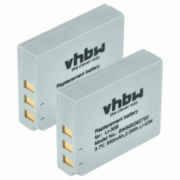 2x Bateria vhbw Li-Ion 550mAh 3.7V compatível Olympus Li-30B
