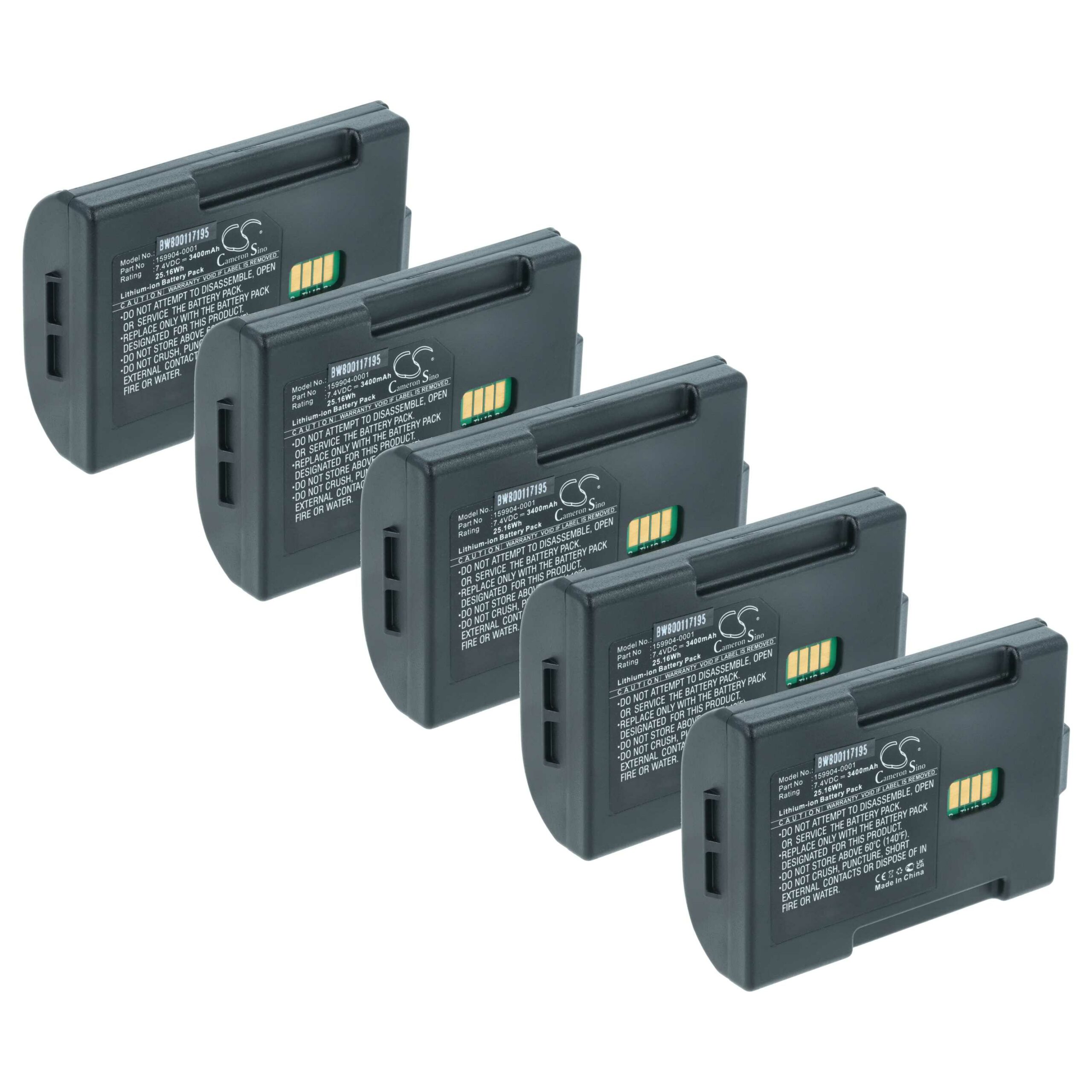Pack 5x Baterias vhbw para Scanner Portátil LXE Barcode - 3400 mAh 7.4 V