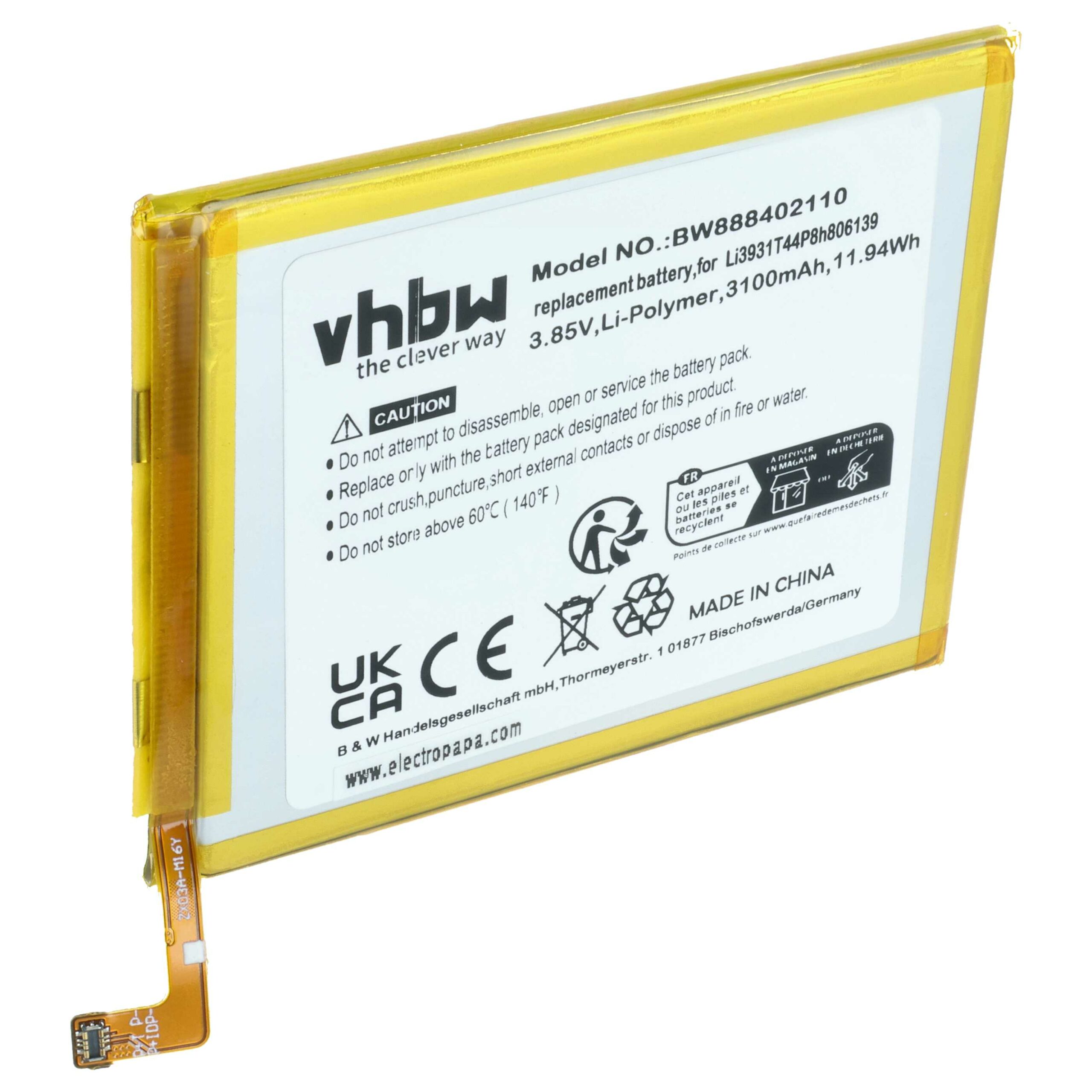 Bateria para ZTE Li3931T44P8h806139 - 3100 mAh 3.85 V Li-polymer vhbw
