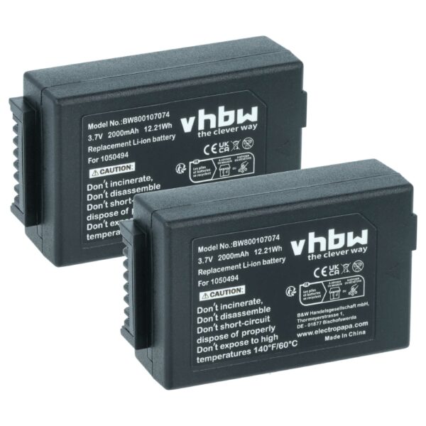 Bateria vhbw 2x para Psion WA3006, WA3020 - 2000mAh, 3.7V Li-Ion