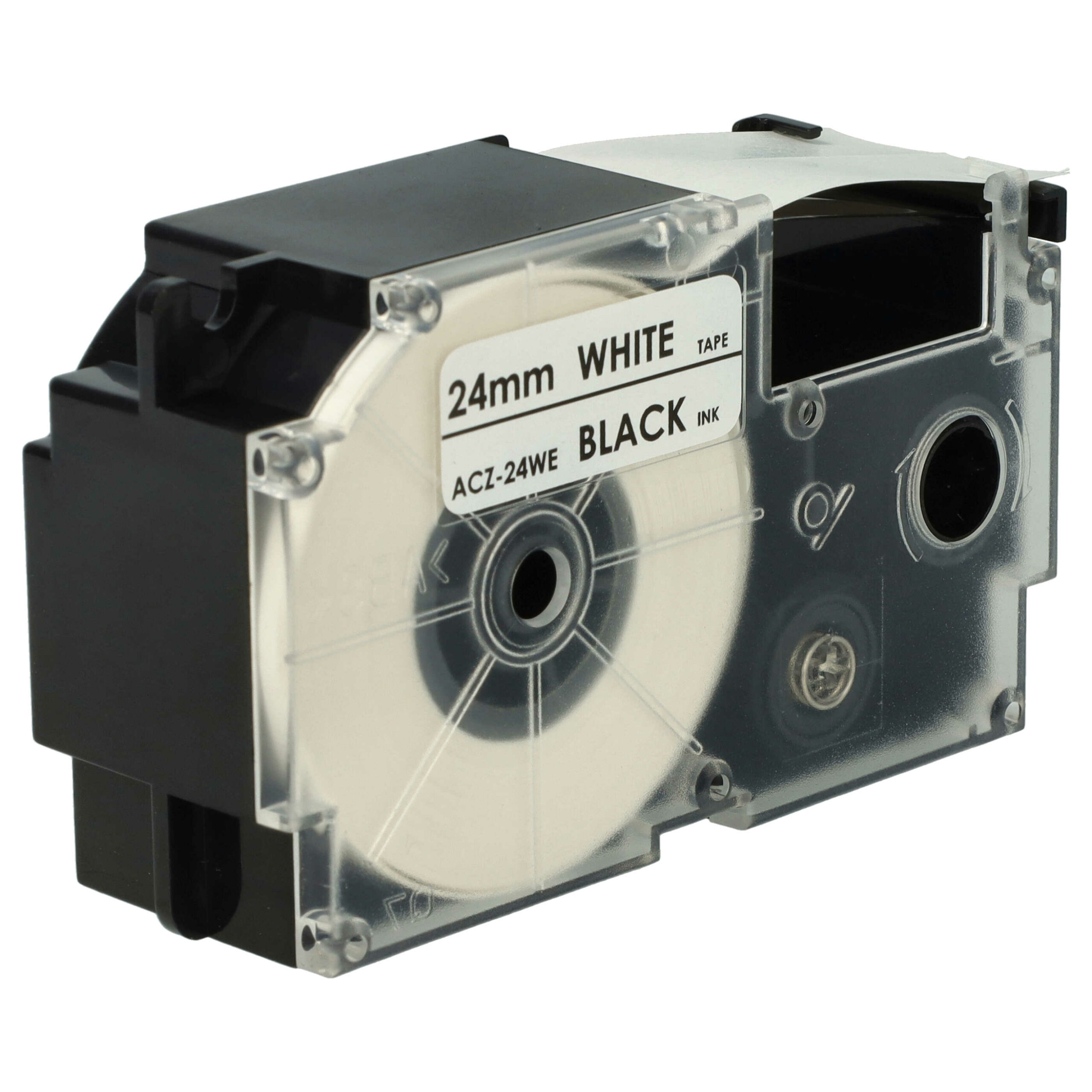 Fita de Etiquetas vhbw Substitui Casio XR-24WE, XR-24WE1 - 24 mm Preto sobre Branco - Image 3