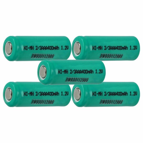 Células de Bateria 2/3AAA (5 Unidades) vhbw - 400mAh 1.2V NiMH Recarregáveis