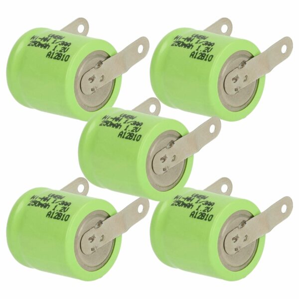 Bateria NiMH vhbw 1/3AA 250 mAh 1.2V - Pack 5 Unidades para Modelismo