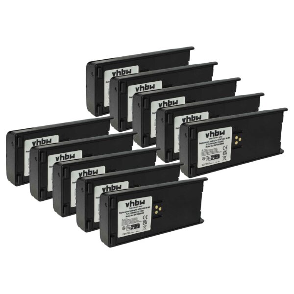 10x Bateria compatível Motorola NTN7143B, NTN7143C, NTN7143A, NTN7143 - 1800 mAh 7.5 V NiMH + Clip de Cintura