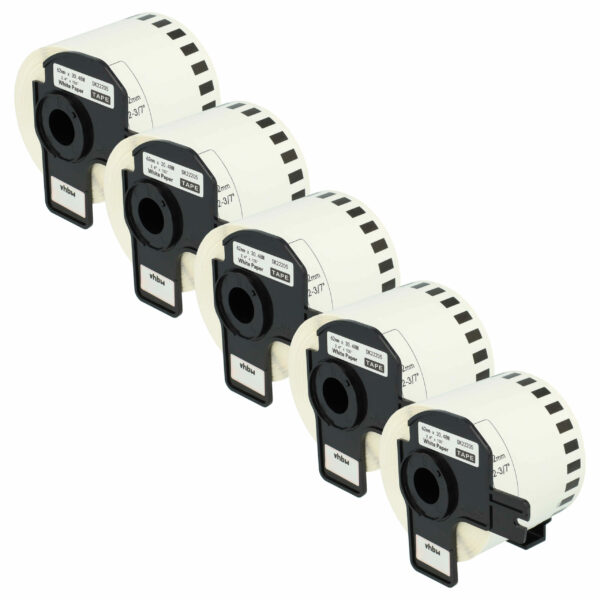 Rolo de Etiquetas 5x Compatível com Brother DK-22205 - 62 mm x 30,48 m + Suporte