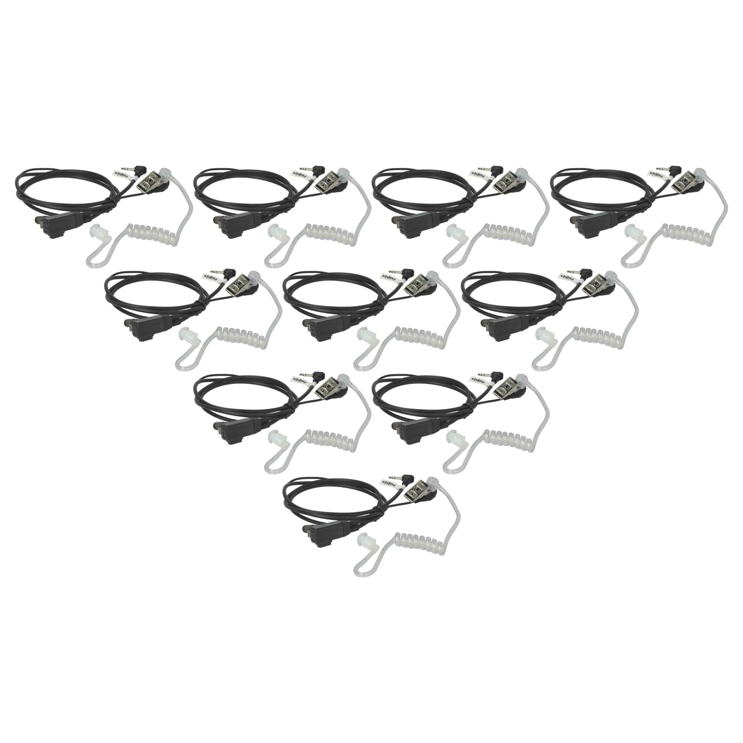 Auricular de Segurança vhbw para Motorola T280 - Botão de Resposta, Clip de Montagem + Cabo Fónico (Pack 10x)