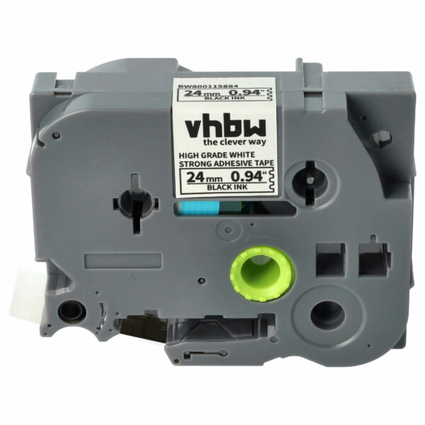 Fita de Etiquetas Compatível Brother HGE-S251 - 24 mm Preto sobre Branco, Extra Resistente