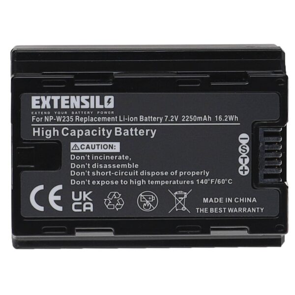 Bateria Extensilo para Fuji Fujifilm NP-W235 - 2250mAh, 7.2V