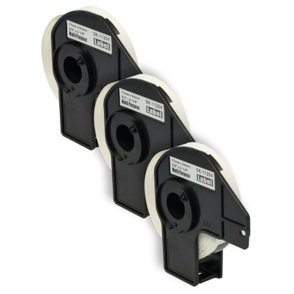 Pack 3 Rolos de Etiquetas Compatível com Brother DK-11204 - 17 mm x 54 mm + Suporte