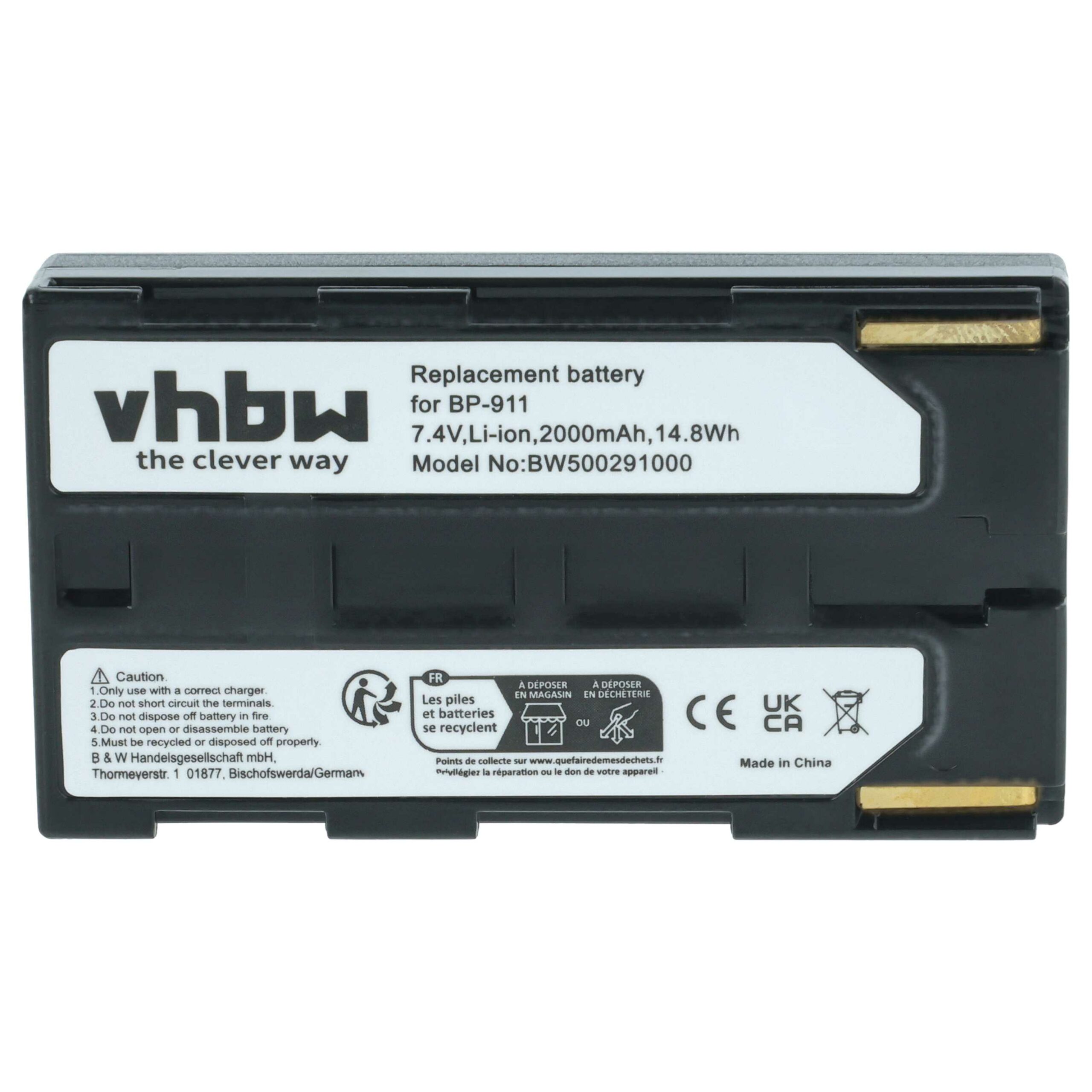 Bateria vhbw para Câmara de Vídeo Canon BP-927, BP-930, BP-915, BP-924, BP-911, BP-914 - 1300 mAh 7.2 V Li-Ion - Image 3