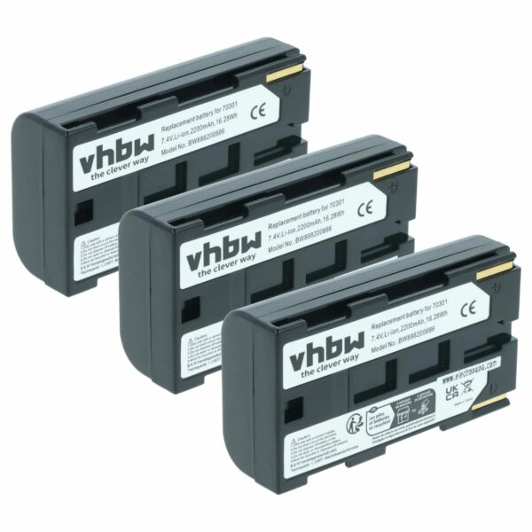 3x Bateria vhbw compatível com Phase One 70301 - 2200mAh, 7.4V, Li-Ion