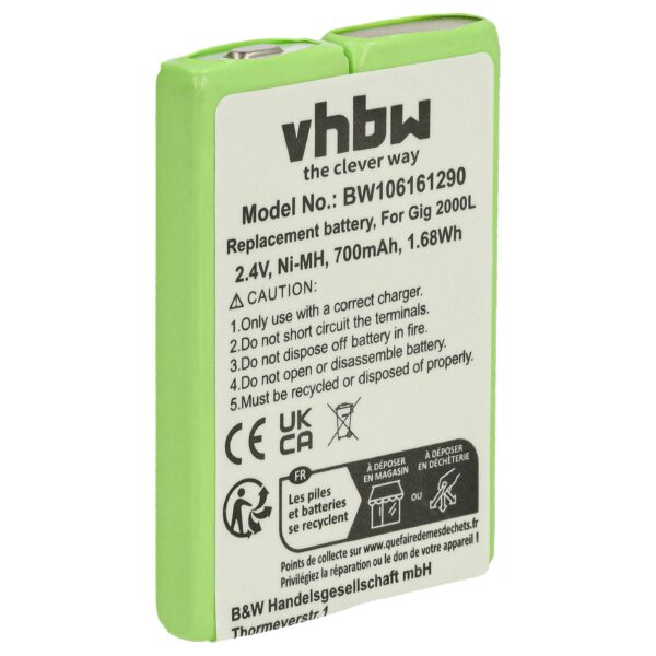 Bateria vhbw para telefone fixo Telekom / T-Sinus - 700 mAh 2.4 V NiMH