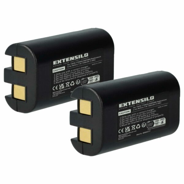 Bateria EXTENSILO para Impressoras 3M / Dymo / Rhino - 1000 mAh 7.4V Li-Ion (Pack 2x)