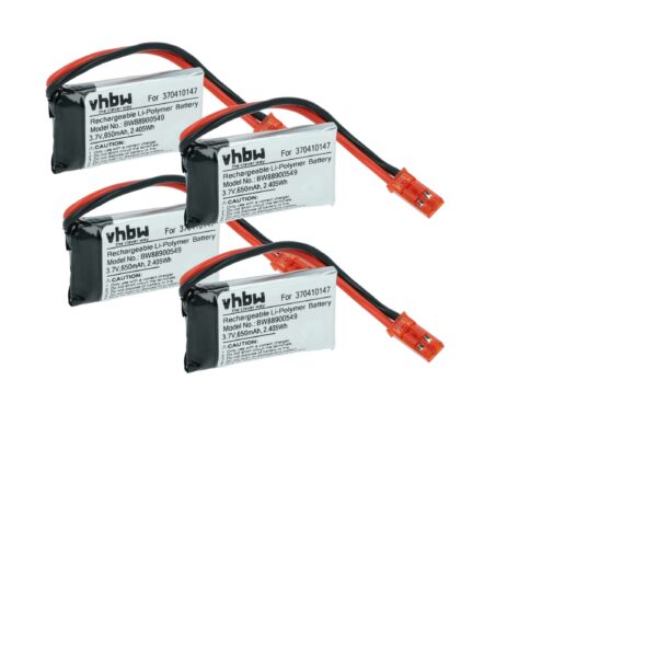Baterias vhbw para Carrinho / Drone Carrera (4x, 650 mAh, 3.7 V, Li-polímero)