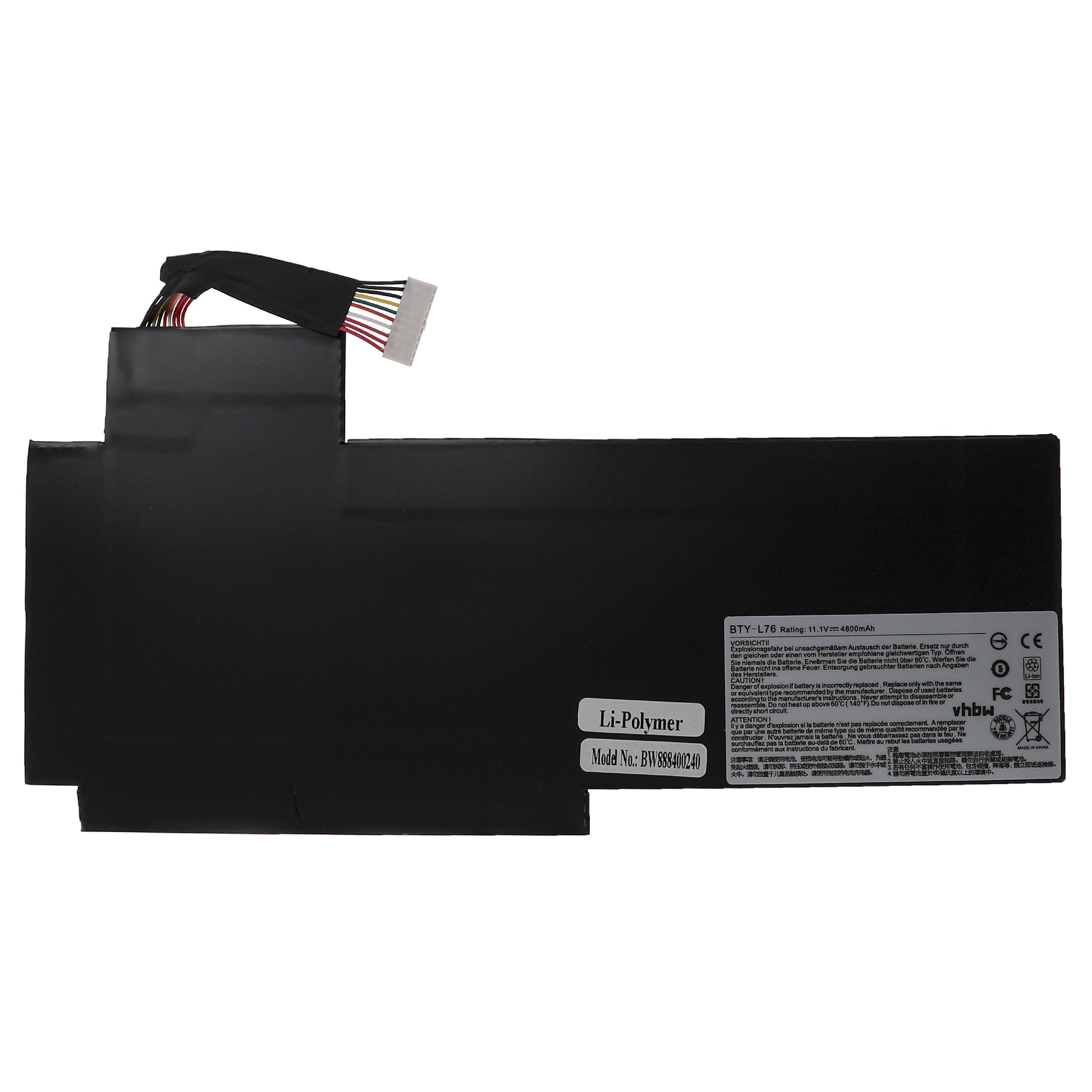 Bateria vhbw para Portátil Medion BTY-L76 - 4800 mAh, 11.1V, Li-polímero