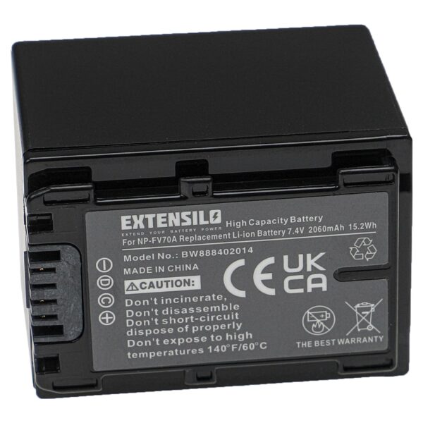 Bateria Extensilo para Sony NP-FV50, NP-FV70, NP-FV100 - 2060mAh, 7.4V