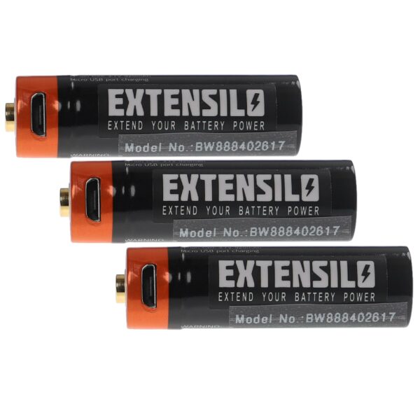 Bateria Recarregável Extensilo AAA Micro USB (920 mAh, 1.5 V, iões de lítio, 3 unidades)