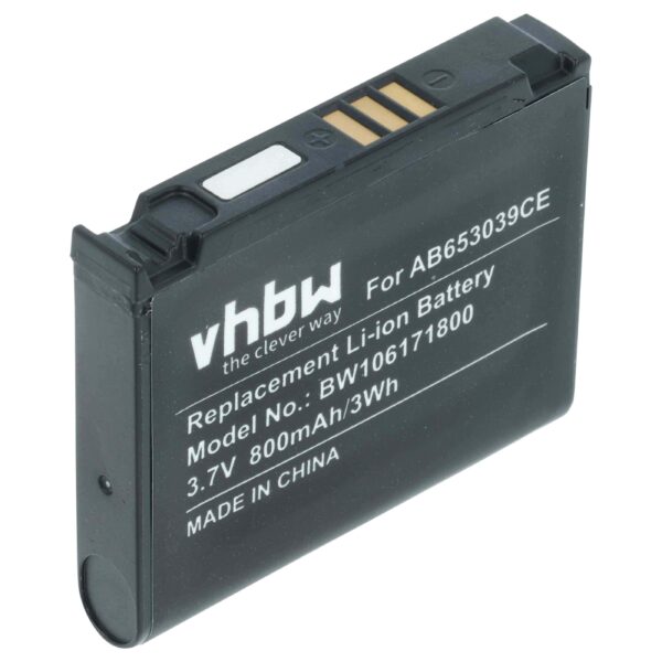 Bateria vhbw para Samsung AB653039CEC, AB653039CE, AB653039CC - 800 mAh 3.7 V Li-Ion