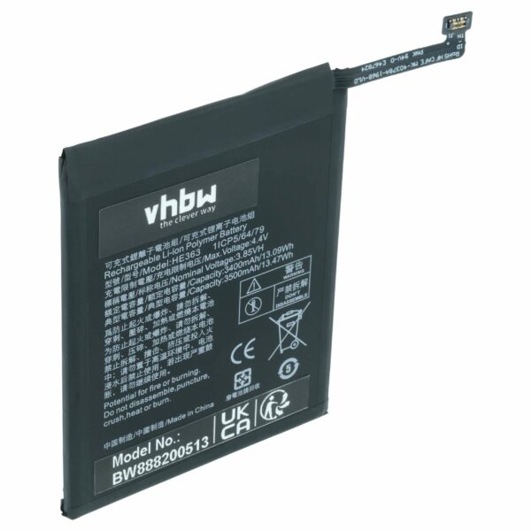 Bateria para Telemóvel vhbw compatível com Nokia HE363 - 3300 mAh 3.85 V Li-polímero