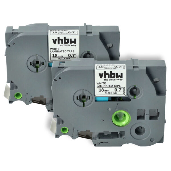 2x Fita de Etiquetas vhbw para Brother TZE-241, TZ-241 - 18 mm Preto sobre Branco