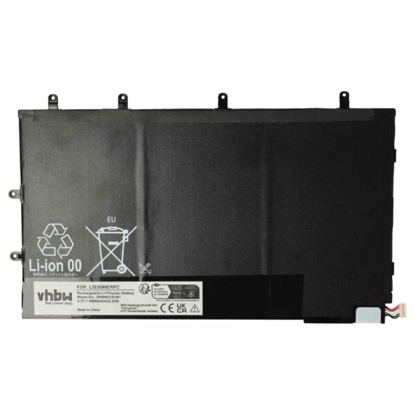 Bateria vhbw para Tablet Sony LIS3096ERPC - 6000 mAh 3.7 V Li-polymer