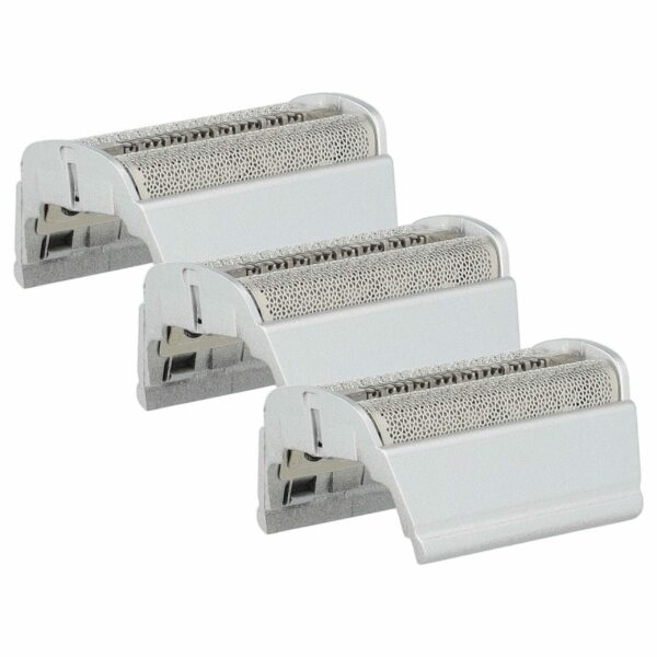 Pack 3x Lâminas de Barbear Duplas vhbw compatível com Braun SB505, 31B, 31S - Prata com Suporte