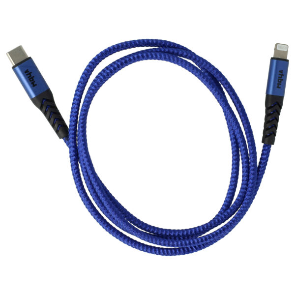 Cabo USB-C para Lightning vhbw - 100cm - Preto e Azul