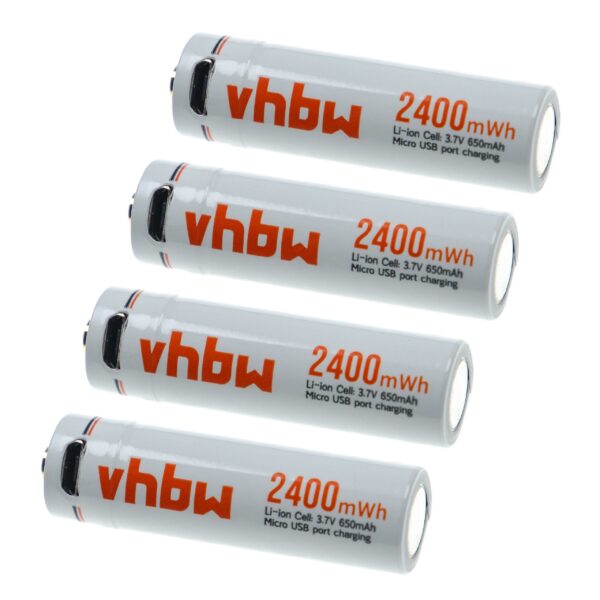 Bateria Recarregável AAA Micro 4x 650 mAh 1.5 V Li-Ion com USB-C vhbw