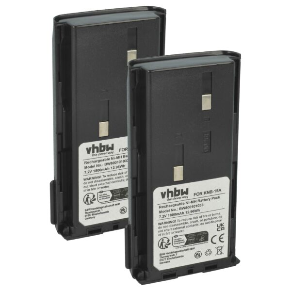 Bateria de Substituição para Rádio Kenwood/Bidatong BD-15-L - 2x 1800 mAh 7.2V NiMH vhbw
