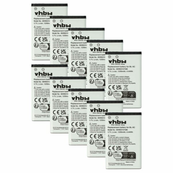 Bateria vhbw 1200 mAh 3.7V Li-Ion para Alcatel (compatível com 3BN67332AA, 10000058, RTR001F01) - Pack 10x