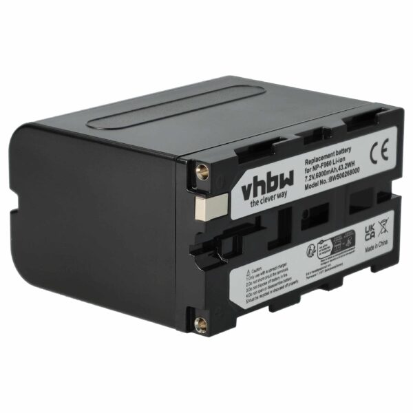 Bateria de Videocâmara vhbw para Sony NP-F960, NP-F970 - 6000 mAh 7.2 V Li-Ion