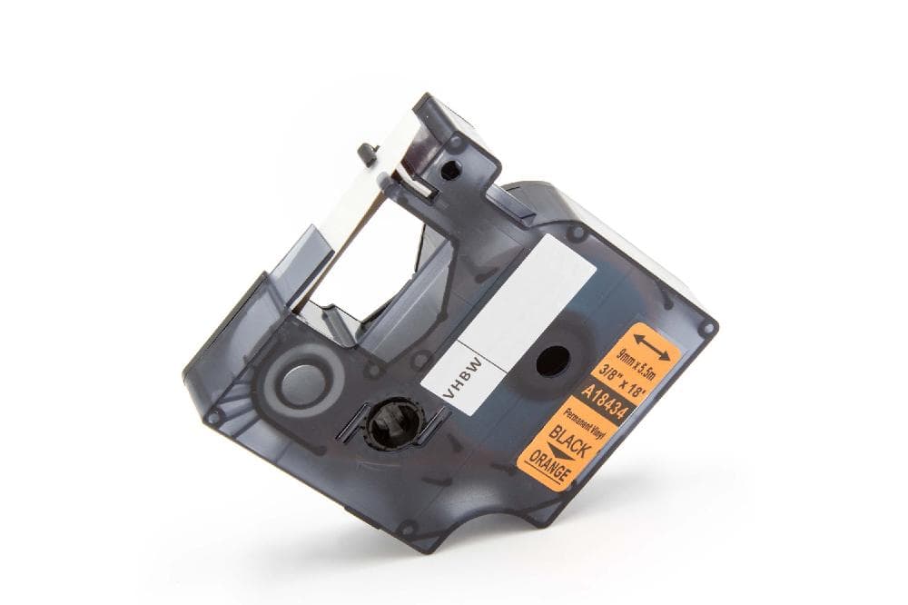 Fita de Etiquetas vhbw Substitui Dymo 18434 - 9 mm Preto sobre Laranja, Vinil