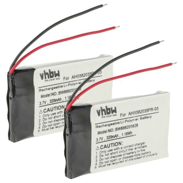 Bateria de Substituição 2x vhbw para Jabra AHB582035PR-03 - 320 mAh 3.7 V Li-polímero