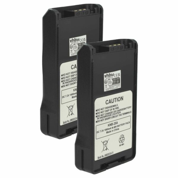 Bateria vhbw 2x para Rádio Kenwood KNB-24L, KNB-24LX, KNB-25A, KNB-24, KNB-24Li, KNB-25 - 1800 mAh 7.2 V NiMH