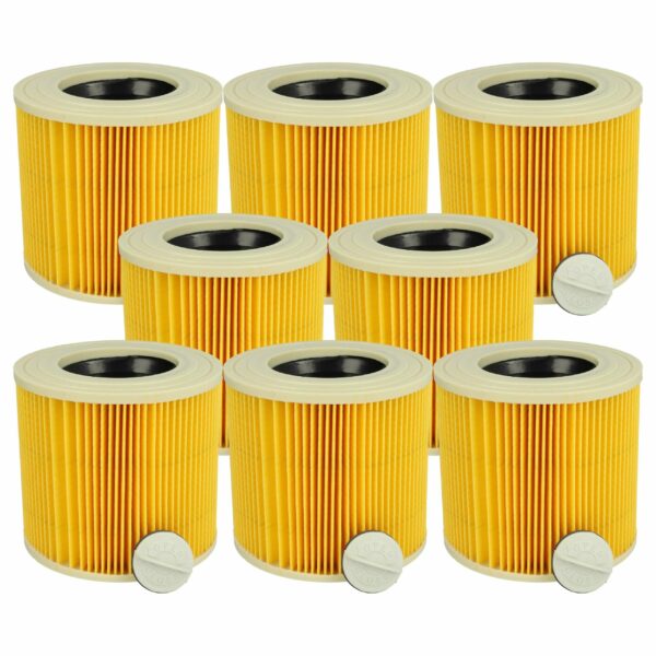 8x Filtros Cartucho de Reposição vhbw para Kärcher 2.863-303.0, 6.414-547.0 e Aspiradores PowerPlus, Amarelo