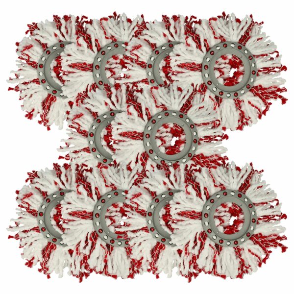 10x Cabeça de Mop Substituição para Leifheit 52115, 52094 - Microfibra, Branco e Vermelho