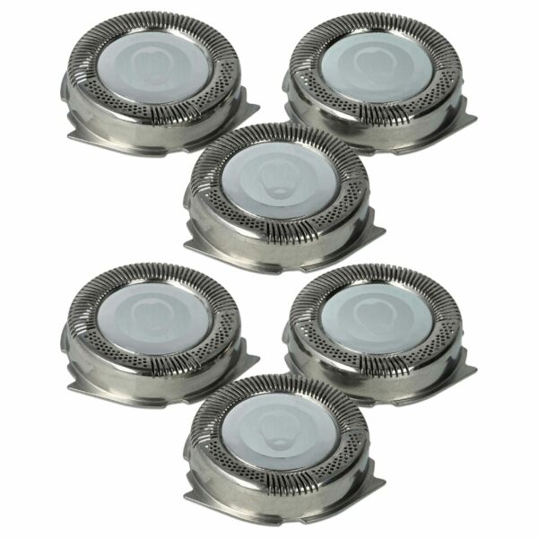 6x Cabeças de Corte para Philips HQ8, SH50 - Compatível com Barbeadores Elétricos Philips, Prata