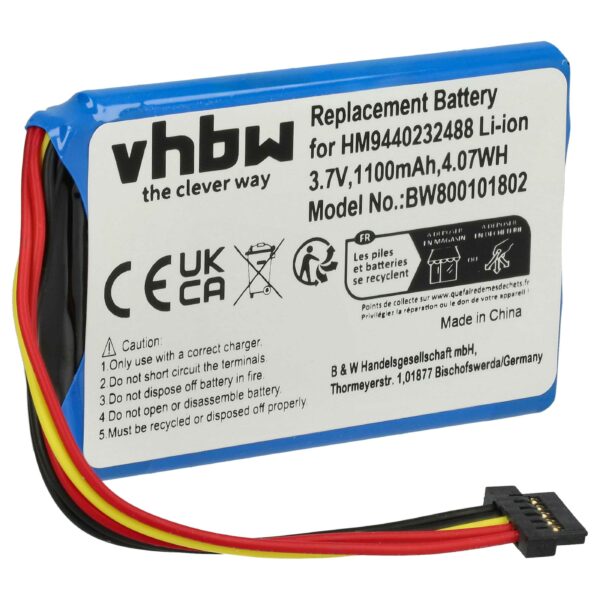 Bateria vhbw GPS para TomTom Go 740, 750 (1100mAh, 3.7V)