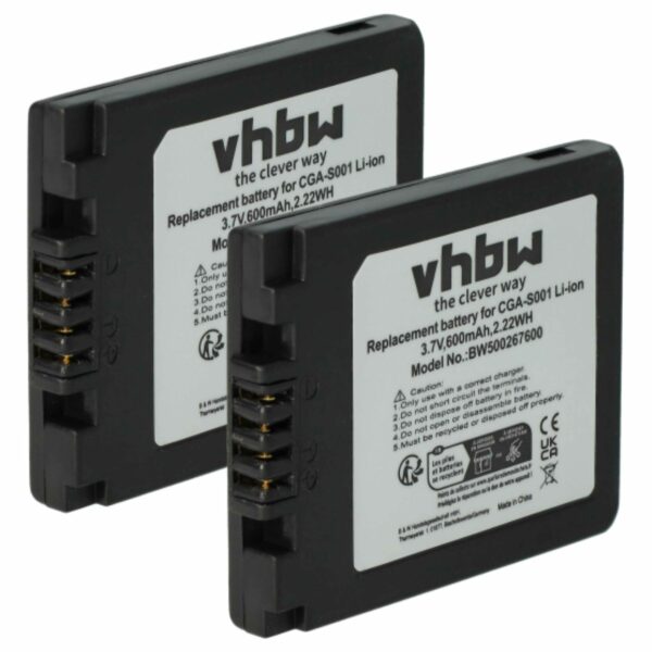 2x Bateria vhbw compatível com Leica BP-DC2 - 500mAh, 3.6V, Li-Ion